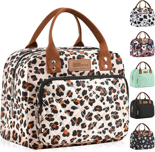 Buringer HOMESPON Lunch Bag for Woman Man Adults with Front Pocket Insulated Lunch Tote Lunch Box Container for Work Picnic or Travel（Leopard）