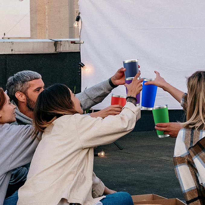 20oz Tumbler Bulk Stainless Steel Tumblers with Lid Vacuum Insulated Double Wall Travel Coffee Mug Powder Coated Tumbler Cup for Hot and Cold Drinks(Stainless Steel, 1 pack)