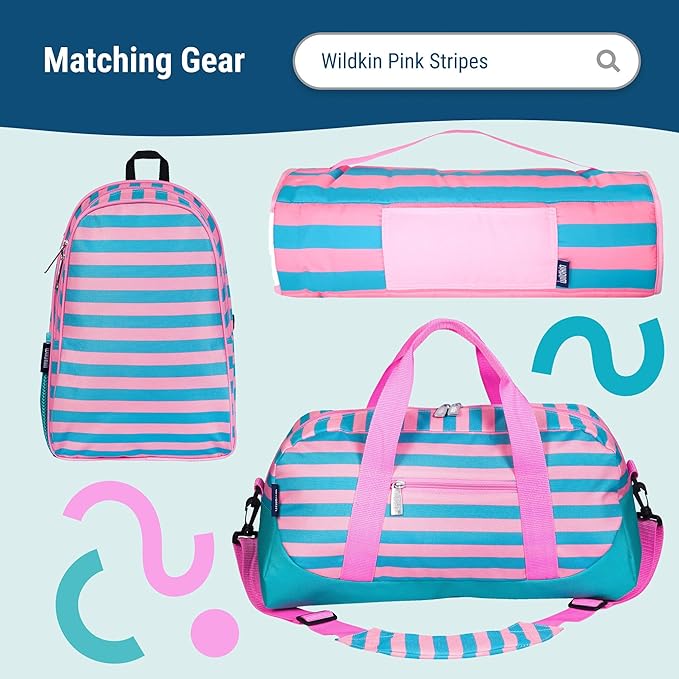 Wildkin Kids Insulated Lunch Bag – Reusable, Ideal for Hot/Cold Snacks, School & Travel - Pink Stripes