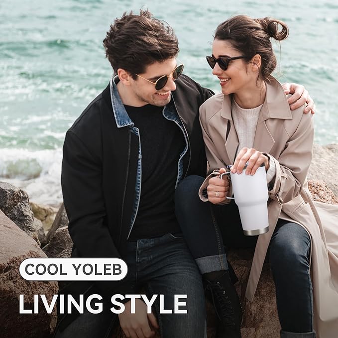 30 oz Tumbler with Handle and Lid, Stainless Steel Tumblers Bulk Double Wall Vacuum Insulated Travel Mug Leak Proof Cup Keep Drinks Cold and Hot White, 12 Pack