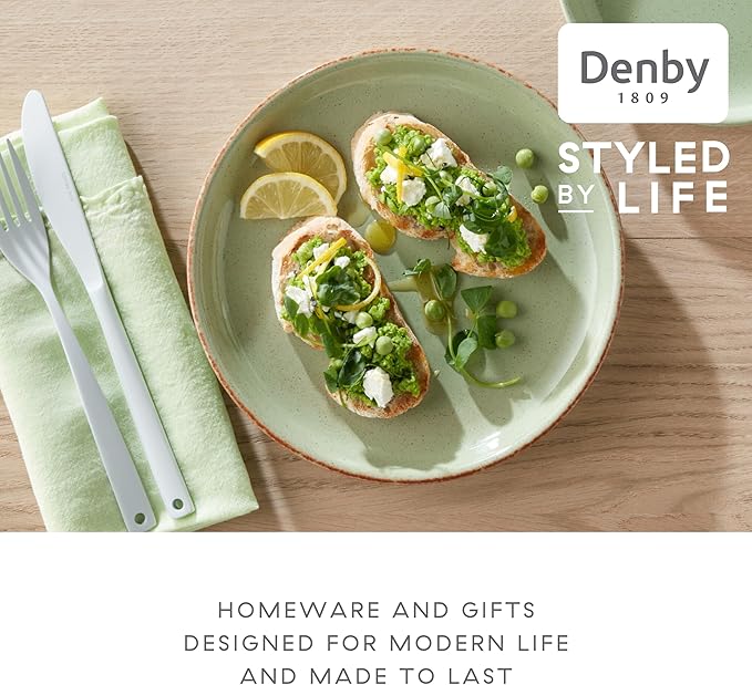 Denby - Heritage Orchard Coupe Dinner Set For 4-12 Piece Simple Ceramic Stoneware Tableware Set - Dishwasher Microwave Oven Safe - Scratch Chip Resistant