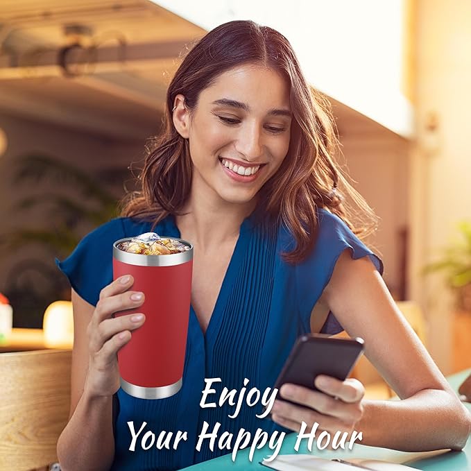 20 oz Tumblers Bulk Stainless Steel Tumbler with Lid Double Wall Vacuum Insulated Coffee Mug 20oz Powder Coated Cup for Hot and Cold Drinks, Red, 6 pack