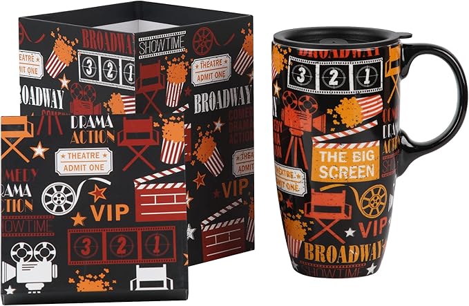 Topadorn Ceramic Mug Porcelain Latte Cup Coffee Mug with Gift Box 17oz.Movie Topic