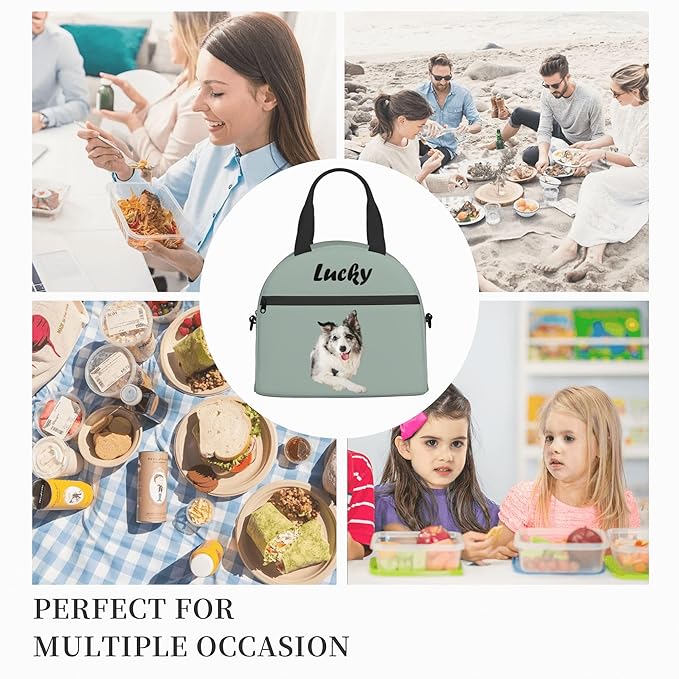 Personalized Pet Lunch Bag, Custom Pet Lunch bag, Customizable Insulated Neoprene Lunch Tote Handbag with Adjustable Shoulder Strap - Cute Funny Reusable Lunch Box Container for Dog Lovers, Cat Lovers