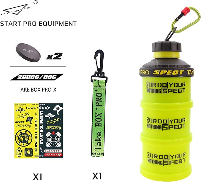 Protein Powder Stackable Container,with Carabiner&Carrying Lanyard,Twist Lock Supplement Storage,Portable Protein Powder Container To Go for Pre/Post Workout,Fitness,Travel,Gym