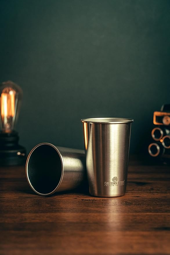 Stainless Steel Cups 10oz Tumbler (4 Pack) - Premium Metal Drinking Glasses | Stackable Durable Cup (10 oz)