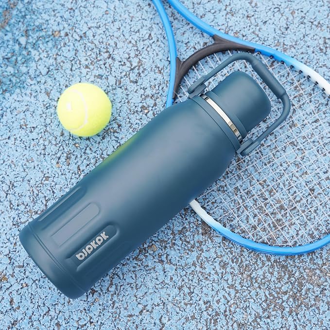 BJPKPK Insulated Water Bottle 50oz Vacuum Insulated Stainless Steel Water Bottles with Handle and Lid Travel Metal Thermal Flask for Outdoor Sports,Black