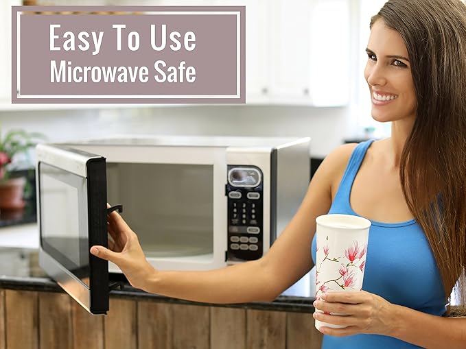 Willow & Everett 16oz Double-Walled Ceramic Tea Cup with Infuser and Lid. Tall Coffee Mugs - Magnolia Finish