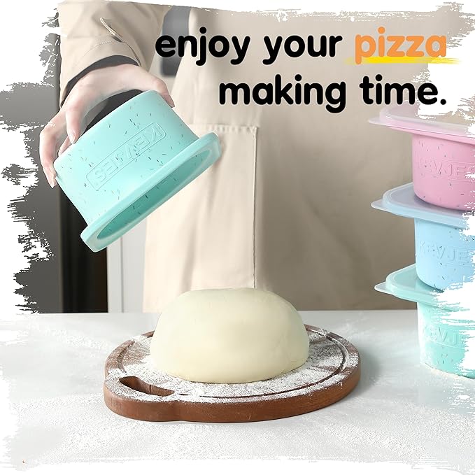 1000ml PLUS Individual Pizza Dough Proofing Containers with Airtight Lids – Food Grade Silicone, Freezer/Dishwasher Safe –Neapolitan Dough Rising & Fermentation – 2 Pack (Bondi Mint)