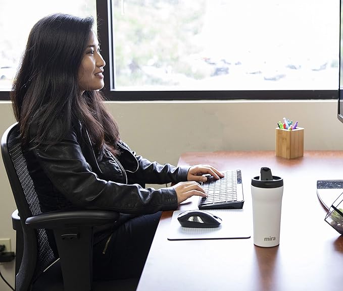 MIRA 12 oz Coffee Travel Mug - Stainless Steel Insulated Tumbler with Leak-Proof Lid - Hot & Cold Cup - Black