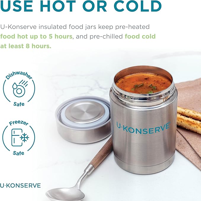U Konserve Stainless Steel Insulated Food Jar – Vacuum Sealed Thermos for Hot and Cold Food – Wide Mouth - Leak-Proof Container – BPA Free – 12 Ounce