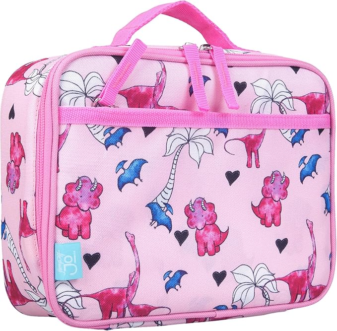 Wildkin JumpOff Jo Insulated Lunch Box – Durable, Reusable for Kids – Pink Dino