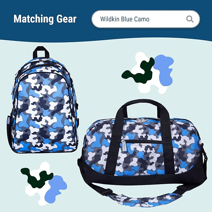 Wildkin Kids Insulated Lunch Bag – Reusable, Ideal for Hot/Cold Snacks, School & Travel - Blue Camo