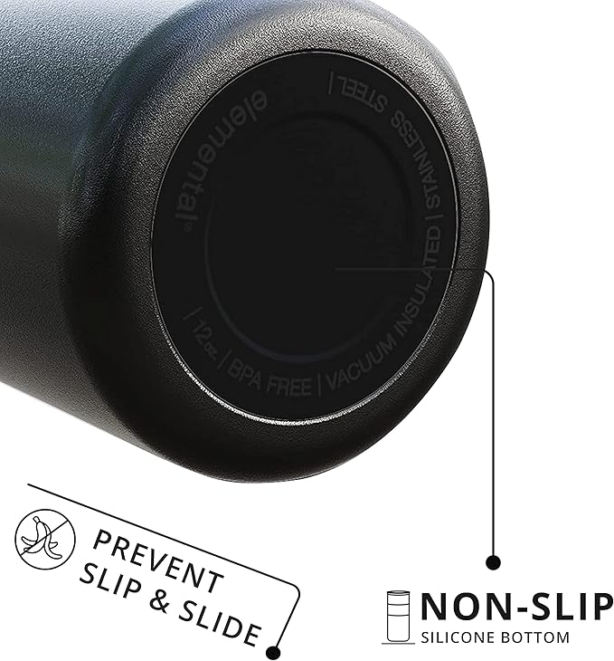 Elemental Artisan Insulated Tumbler, Triple Wall Coffee Travel Mug, Reusable Stainless Steel Coffee Tumbler with Ceramic Lid, Thermal Coffee Cups for Hot (6 Hrs) & Cold (18 Hrs), 16oz - Black