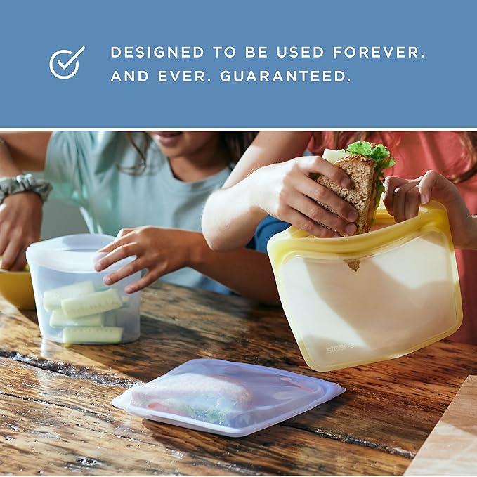 Stasher Premium Silicone Reusable Food Storage Bags, 6-Pack, Rainbow, Multi-Use Food Storage Bags, Lunch Bag, Travel Containers, BPA Free, Leak-free, Dishwasher-Safe, Eco-friendly