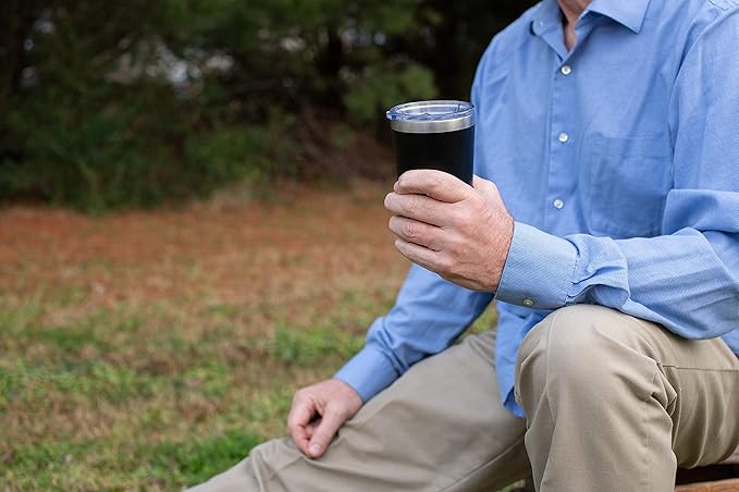 Earth Ethical Best Insulated Tumbler Double Walled - Keep Drinks Hot or Cold - Travel Tumbler Thermal Cups - Vacuum, Stainless Steel - Easy Grip Cup for Coffee, Iced Drinks - 20 oz (Black)