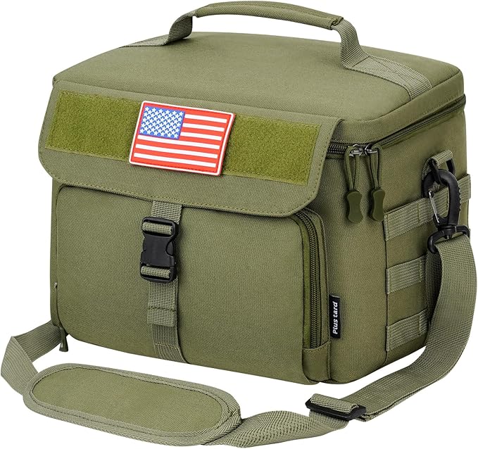 Ronyes Tactical Lunch Box for Men,Large Insulated Lunch Bag with Shoulder Strap,Heavy Duty lunchbox Cooler MOLLE Webbing, Leakproof Pail for Work Camping Fishing-Green
