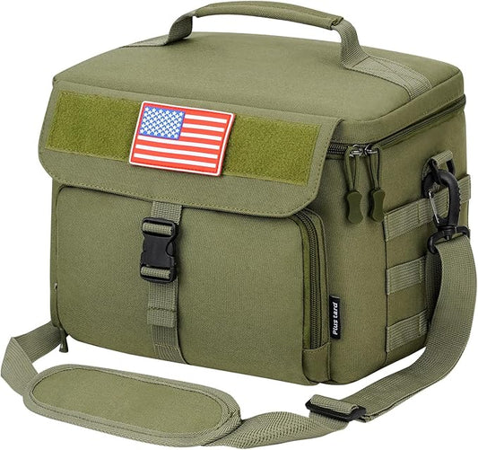 Ronyes Tactical Lunch Box for Men,Large Insulated Lunch Bag with Shoulder Strap,Heavy Duty lunchbox Cooler MOLLE Webbing, Leakproof Pail for Work Camping Fishing-Green