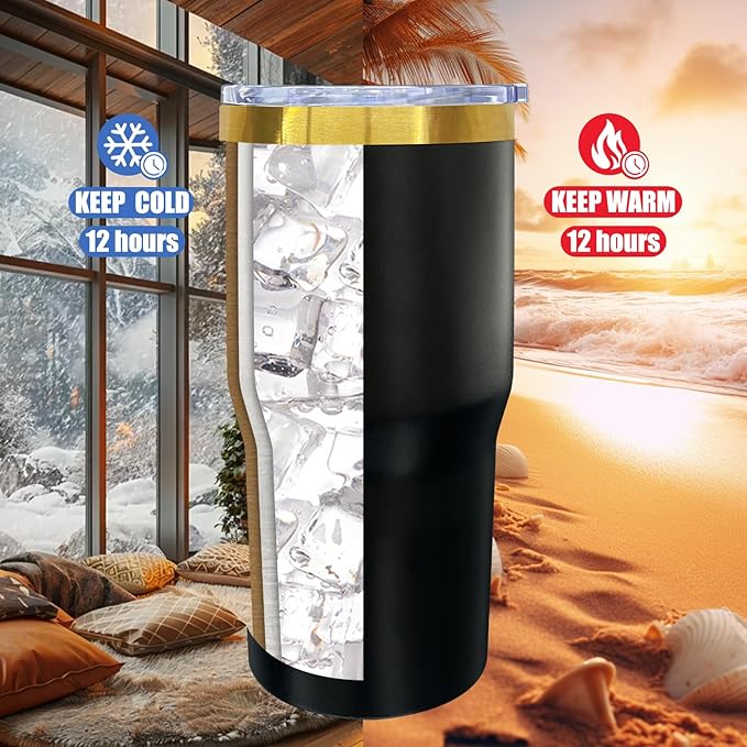 20 oz Tumbler Stainless Steel Tumbler with Lid and Straw, Double Wall Vacuum Insulated Travel Coffee Mug for Laser Engrave, Powder Coated Cups for Hot and Cold Drinks (Black,1 pack)