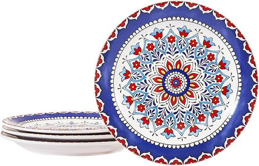 Bico Boho Totem Salad Plates Set of 4, 8.75 Inch Ceramic Dessert Plates for Salad, Appetizer, Side Dishes, Microwave and Dishwasher Safe, Gift for Housewarming and Thanksgiving