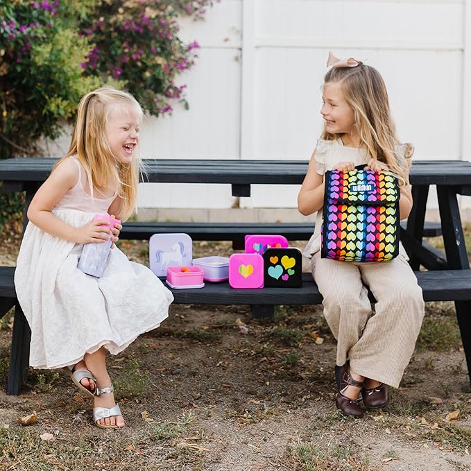 Wildkin Kids Insulated Lunch Bag – Reusable, Ideal for Hot/Cold Snacks, School & Travel - Rainbow Hearts