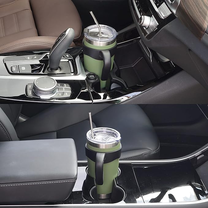 WETOWETO 20oz Insulated Stainless Steel Tumbler, Coffee Tumbler with 2 Lids and 2 Straws, Double Wall Vacuum Travel Coffee Mug, Powder Coated Leak-Proof Cup for Travel (Army Green, 1 Pack)