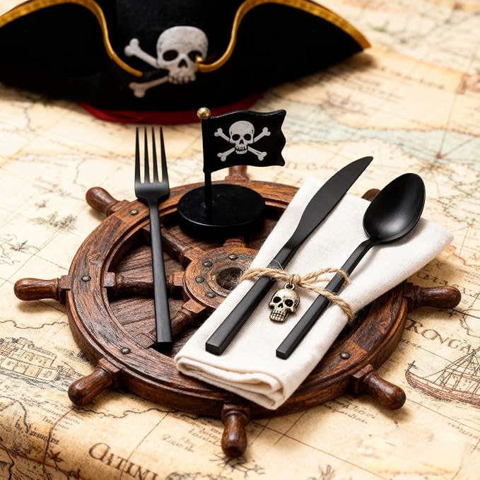 Alata Cube Black 20-Piece Forged Silverware Set Stainless Steel Flatware Set,Service for 4,Matte Satin Polished Cutlery Set,Dishwasher Safe