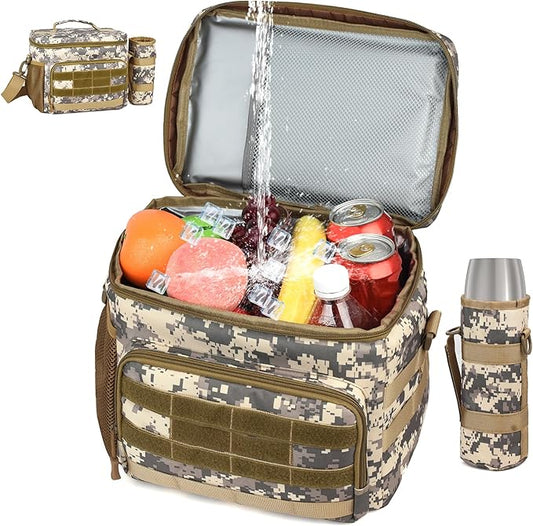 Tactical Lunch Box for Men, Insulated Lunchbox Waterproof Leakproof Cooler Lunch Bag for Work Outdoor Picnic, 24 Cans/15 L, Desert