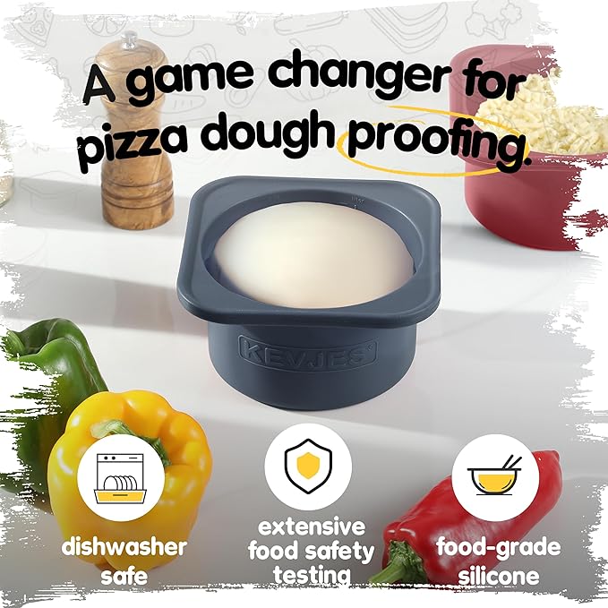 1000ml PLUS Individual Pizza Dough Proofing Containers with Airtight Lids – Food Grade Silicone, Freezer/Dishwasher Safe –Neapolitan Dough Rising & Fermentation – 2 Pack – 2 Pack (Blueberry)