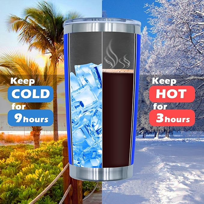 20oz Tumbler Bulk Stainless Steel Tumblers with Lid Vacuum Insulated Double Wall Travel Coffee Mug Powder Coated Tumbler Cup for Hot and Cold Drinks(Dark Blue, 1 pack)