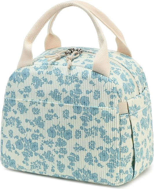 Bluboon Lunch Bag for Women Men Cute Corduroy Lunch Tote Bags Reusable Insulated Lunch Box Large Capacity Reusable Insulated Cooler for Work Picnic or Travel