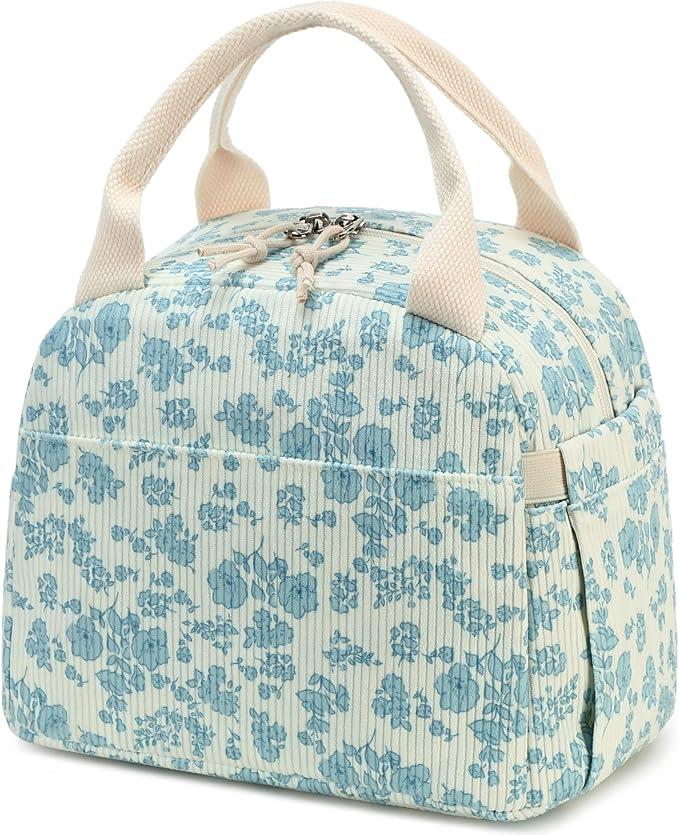Bluboon Lunch Bag for Women Men Cute Corduroy Lunch Tote Bags Reusable Insulated Lunch Box Large Capacity Reusable Insulated Cooler for Work Picnic or Travel