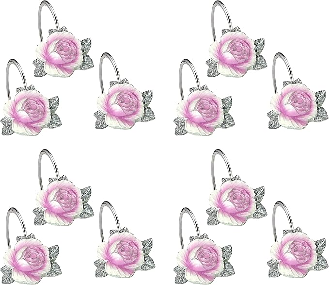 Popular Bath Shower Curtain Hooks, Michelle Collection, Set of 12, Lilac