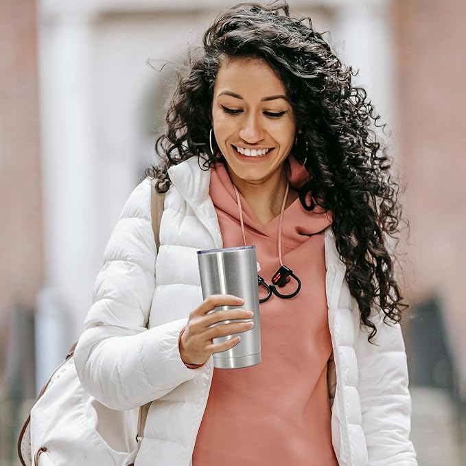 20 oz Tumbler with lid Double Wall Vacuum Insulated Tumblers Stainless Steel Coffee Mug Travel Coffee Tumbler Powder Coated Tumbler Cup Keep Hot&Cold - (Stainless 12 Pack)