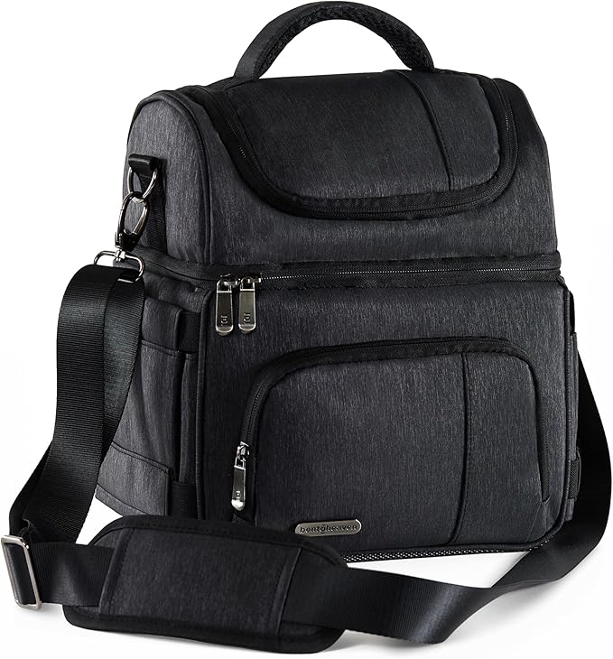 Bentoheaven Lunch Bag & Lunch Box for Men and Women - Premium Materials, Extra Large Capacity (24 Cans) Double Deck - Leakproof Insulated Soft Large Adult Lunch Cooler Bag for Work, Travel (15L,Gray)