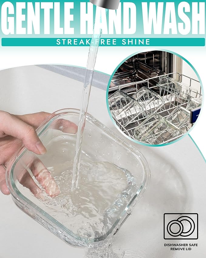 8-Piece Borosilicate Glass Food Storage Containers Set with Airtight Lids - Oven, Microwave & Freezer Safe, Leak-Proof, BPA-Free - Baking, Meal Prep & Gift Ready