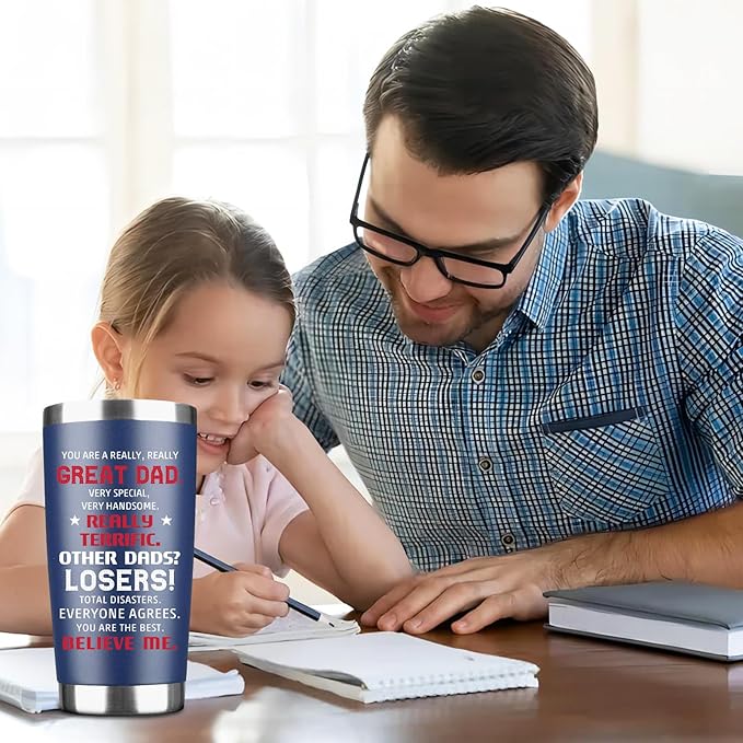 Father's Day Papa Gifts from Daughter, Son, Kids - Dad Gifts from Daughter, Son on Fathers Day, Christmas, Birthday, Best Dad Ever Tumbler 20Oz, Stainless Steel Tumbler