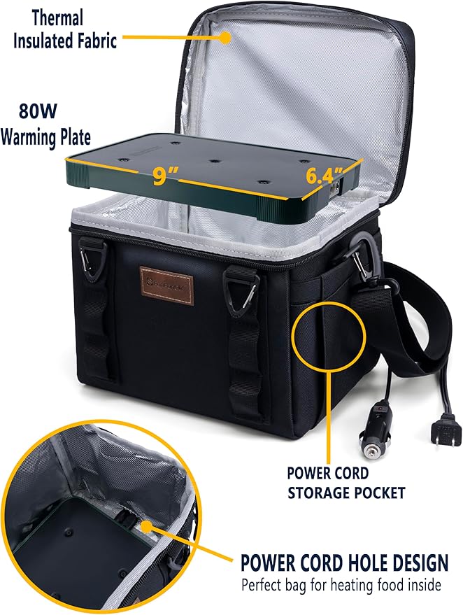 Portable Oven Food Warmer, 12V/24V/110V Electric Lunch Box Food Heater - Mini Personal Microwave Heated Lunch Box for for Truck, Car,Travel, Work & Home Use