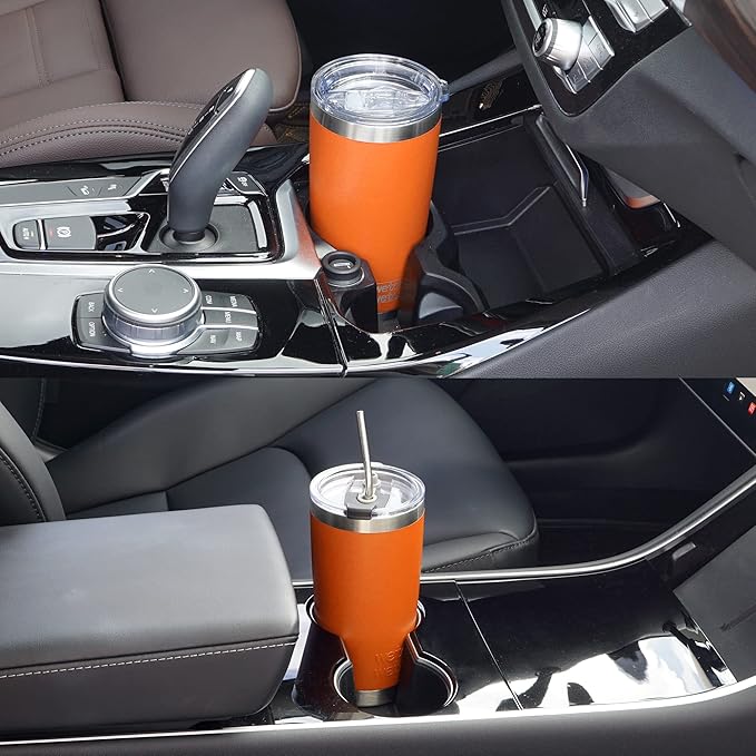 WETOWETO 20oz Insulated Stainless Steel Tumbler, Double Wall Vacuum Leak-proof Travel Coffee Mug, Powder Coated Water Cup (Orange, 1 Pack)