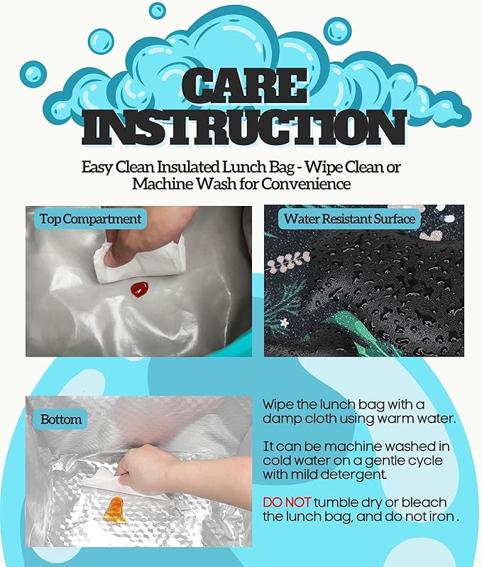 SUNNY BIRD Dual Compartment Lunch Bag Insulated Lunch Box for Women and Men (FloralFoliage 01)