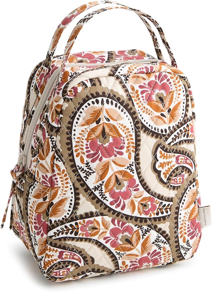 Premium Cotton Lunch Bag, Blooming Paisley, One Size
