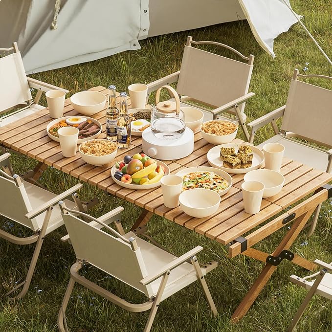 18PCS Wheat Straw Dinnerware Sets Unbreakable Reusable Dinnerware Set for 6, Microwave Dishwasher Safe Dinnerware for Outdoor Camping Dishes