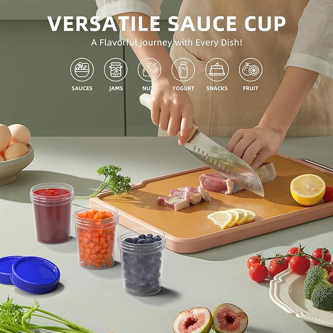 [10 Pack] 4oz Salad Dressing Container to Go - Small Containers with Lids Leakproof Condiment Containers with Screw Lids Reusable Stackable Plastic Dip Sauce Containers