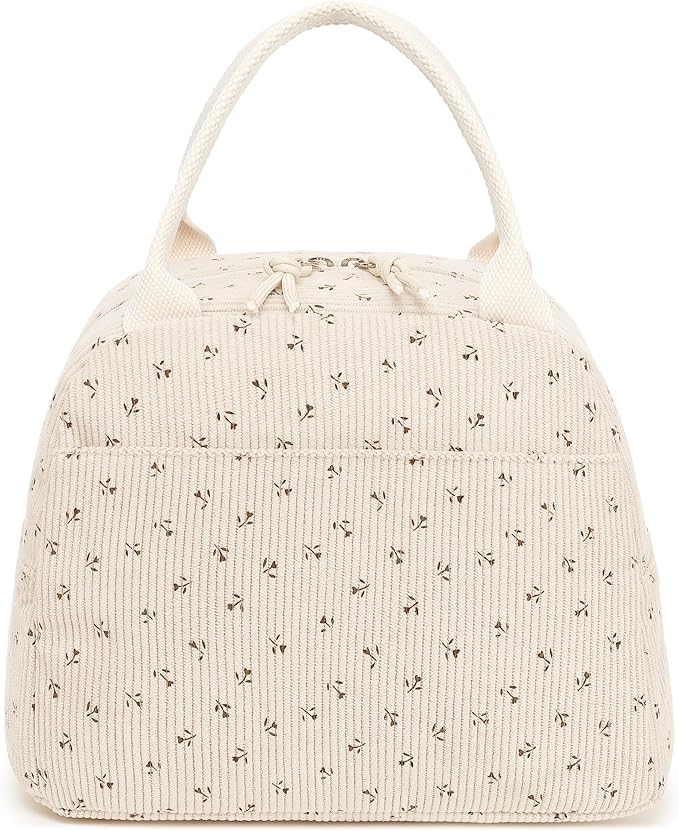 Bluboon Lunch Bag for Women Men Cute Corduroy Lunch Tote Bags Reusable Insulated Lunch Box Large Capacity Reusable Insulated Cooler for Work Picnic or Travel