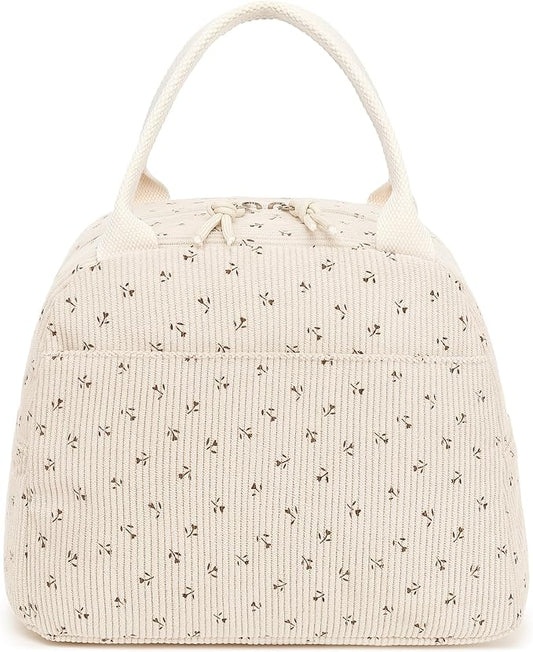 Bluboon Lunch Bag for Women Men Cute Corduroy Lunch Tote Bags Reusable Insulated Lunch Box Large Capacity Reusable Insulated Cooler for Work Picnic or Travel
