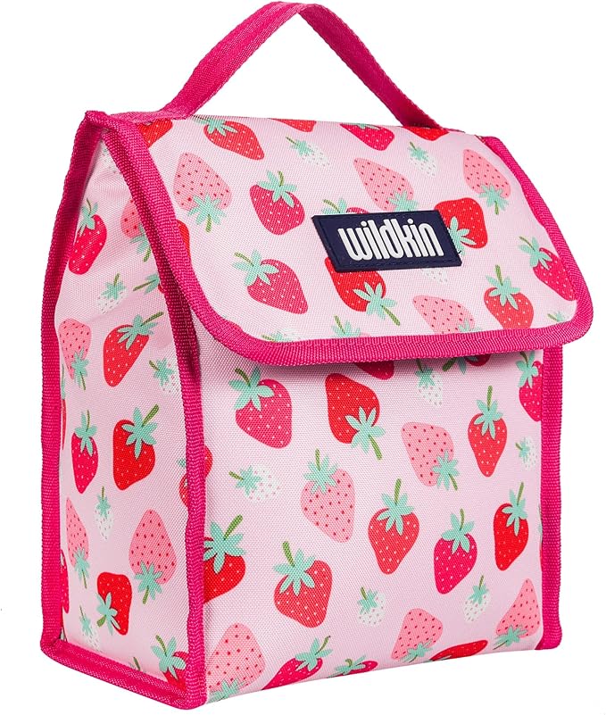 Wildkin Kids Insulated Lunch Bag – Reusable, Ideal for Hot/Cold Snacks, School & Travel - Strawberry Patch