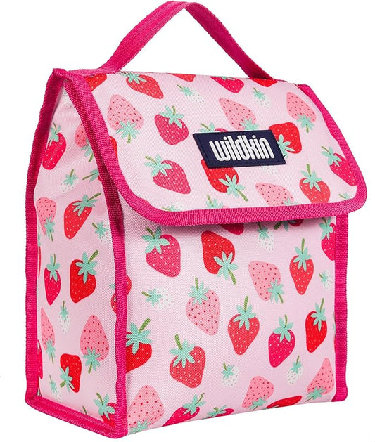 Wildkin Kids Insulated Lunch Bag – Reusable, Ideal for Hot/Cold Snacks, School & Travel - Strawberry Patch
