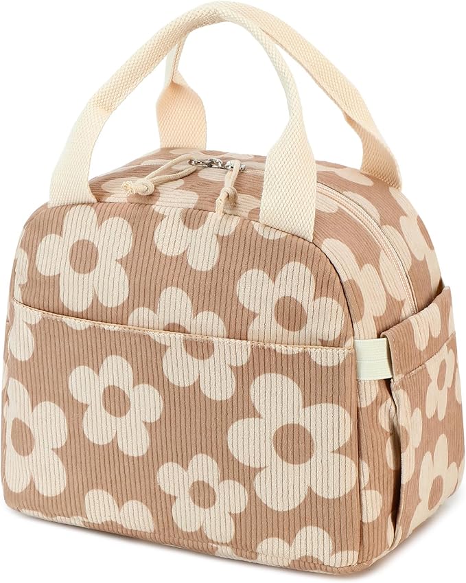 Bluboon Lunch Bag for Women Men Cute Corduroy Lunch Tote Bags Reusable Insulated Lunch Box Large Capacity Reusable Insulated Cooler for Work Picnic or Travel
