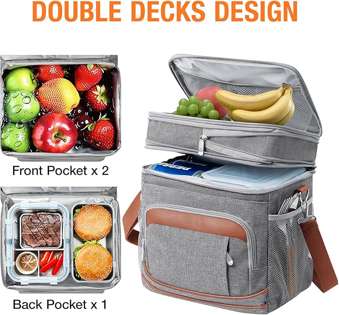 Beaulyn Construction Lunch Box for Men - Expandable Heavy Duty Lunchbox,Extra Large Lunch Bag with Adjustable Shoulder Strap for Worker Work Adults