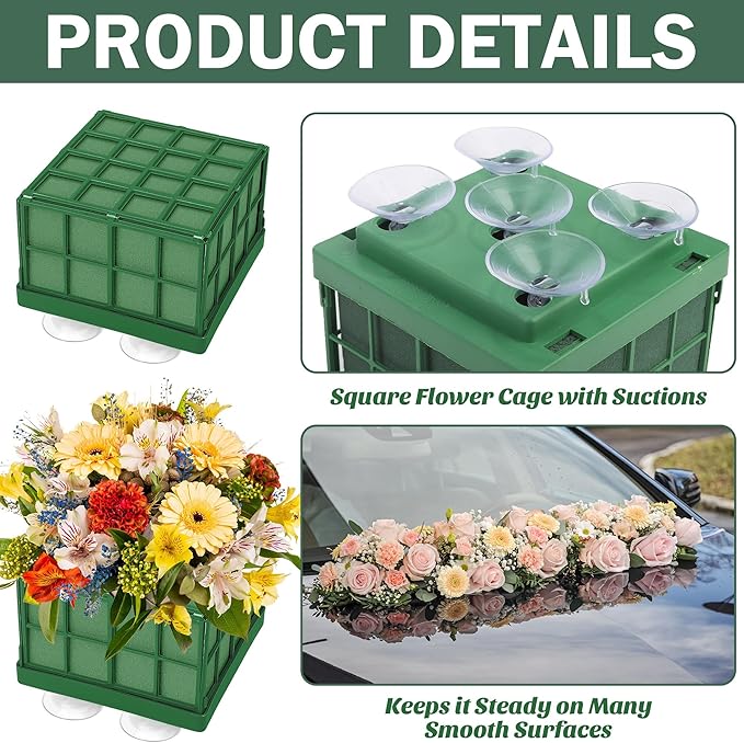 18 Packs Floral Foam Cage Rectangle and Square Flower Holder with Floral Foam Blocks Flower Cage Holders Flower Arrangements Supplies Cage for Fresh Flowers, Wedding Home Garden Decorations